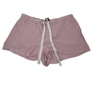 Ralph Lauren Womens XL Red White Seersucker Striped Cotton Pajama Sleep Shorts